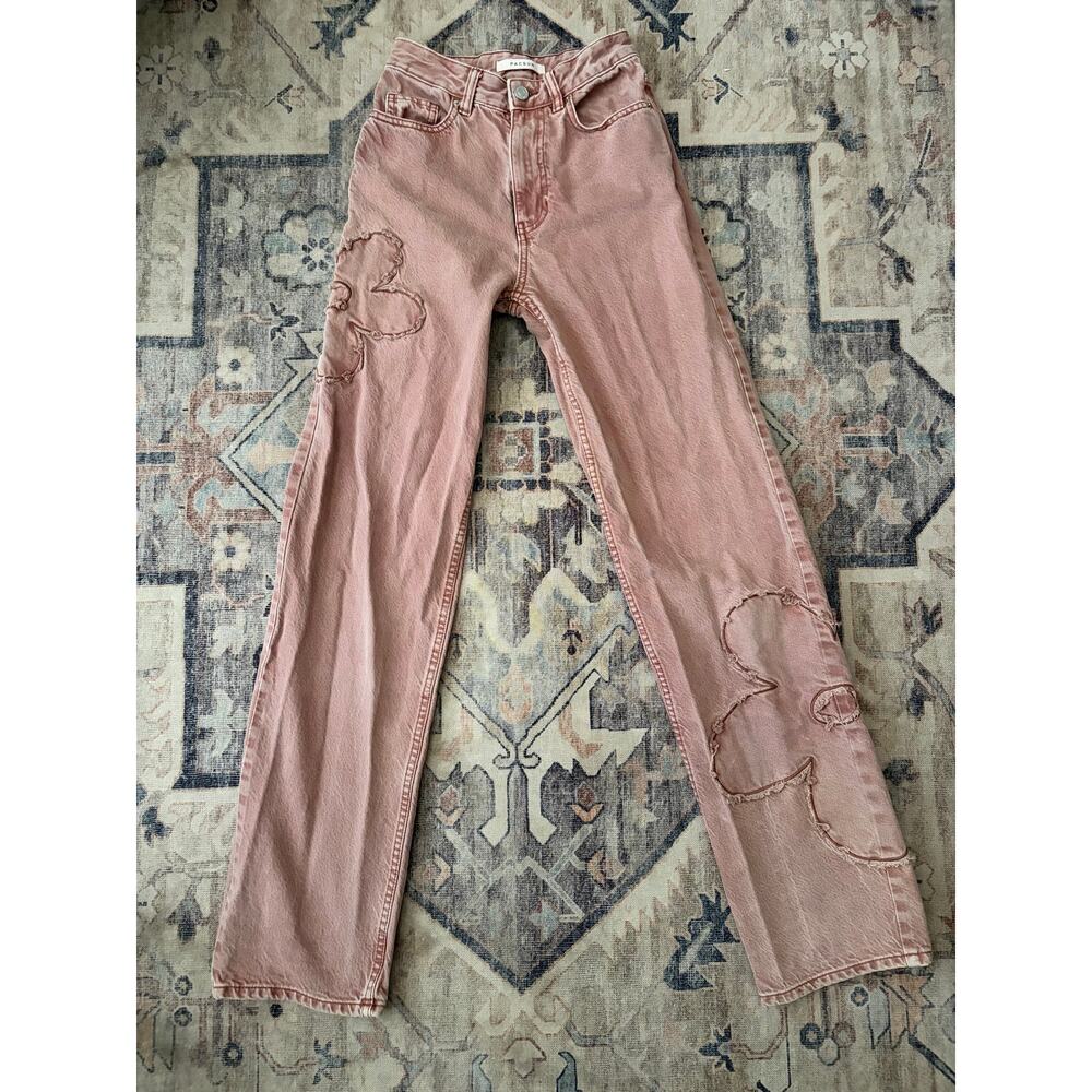Pacsun 90s Boyfriend Jeans Womens 23 Pink Flower Straight Leg Y2K